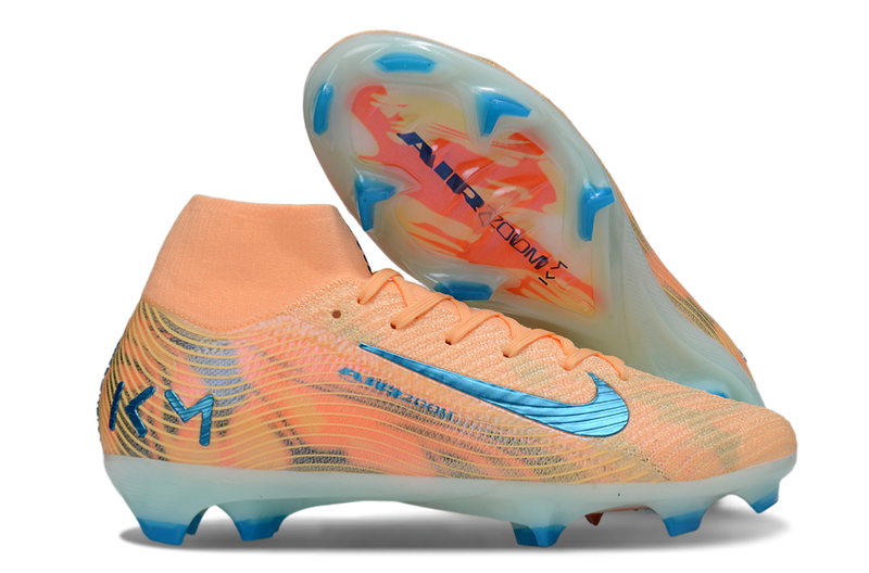 Chuteira Nike Air Zoom Mercurial Superfly 10 Elite FG - Laranja, Azul e Branca