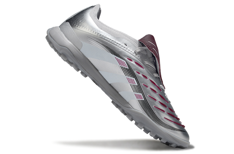 Chuteira Society Adidas Predator Elite Fold-Over Tongue TF - Prata, Branca e Vermelha
