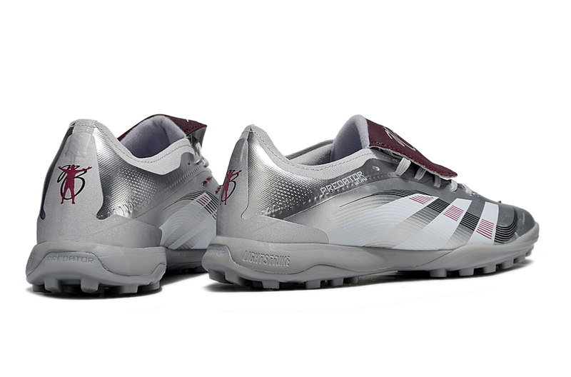 Chuteira Society Adidas Predator Elite Fold-Over Tongue TF - Prata, Branca e Vermelha