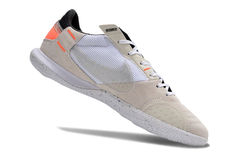 Tênis Futsal Nike Street Gato IC - Bege, Branca e Laranja