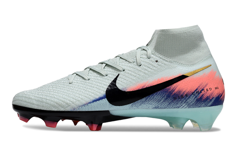 Chuteira Nike Air Zoom Mercurial Superfly 10 Elite FG - Branca, Rosa e Azul