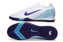 Chuteira Society Nike Air Zoom Mercurial Vapor 16 Elite TF - Branca, Azul e Roxa