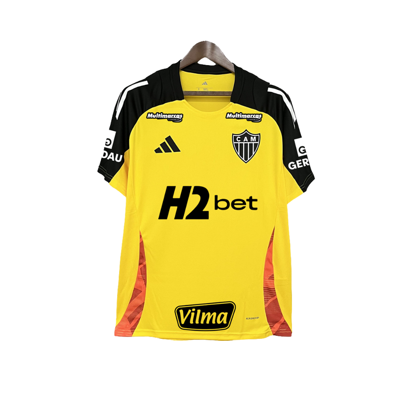 Camisa Atlético Mineiro 25/26 Treino Amarela - Todos os Patrocínios - Versão Torcedor