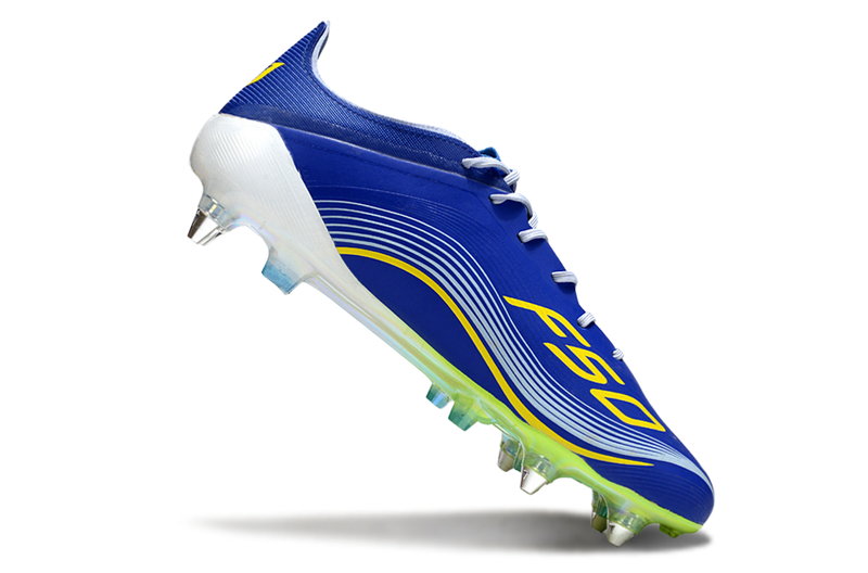 Chuteira Adidas F50 Messi Elite SG - Azul, Branca e Amarela